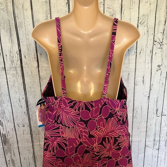 Lands End V-Neck Tulip Wrap Swim Dress Size 2X One Piece Tropical Floral Bra - Picture 7 of 11